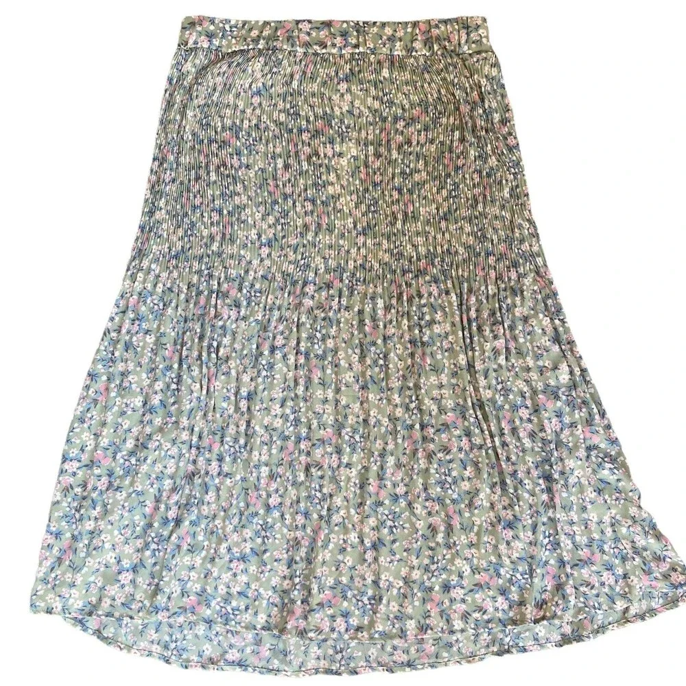 Status by Chenault Women’s XL Pleated Midi Skirt Floral Chiffon NWT